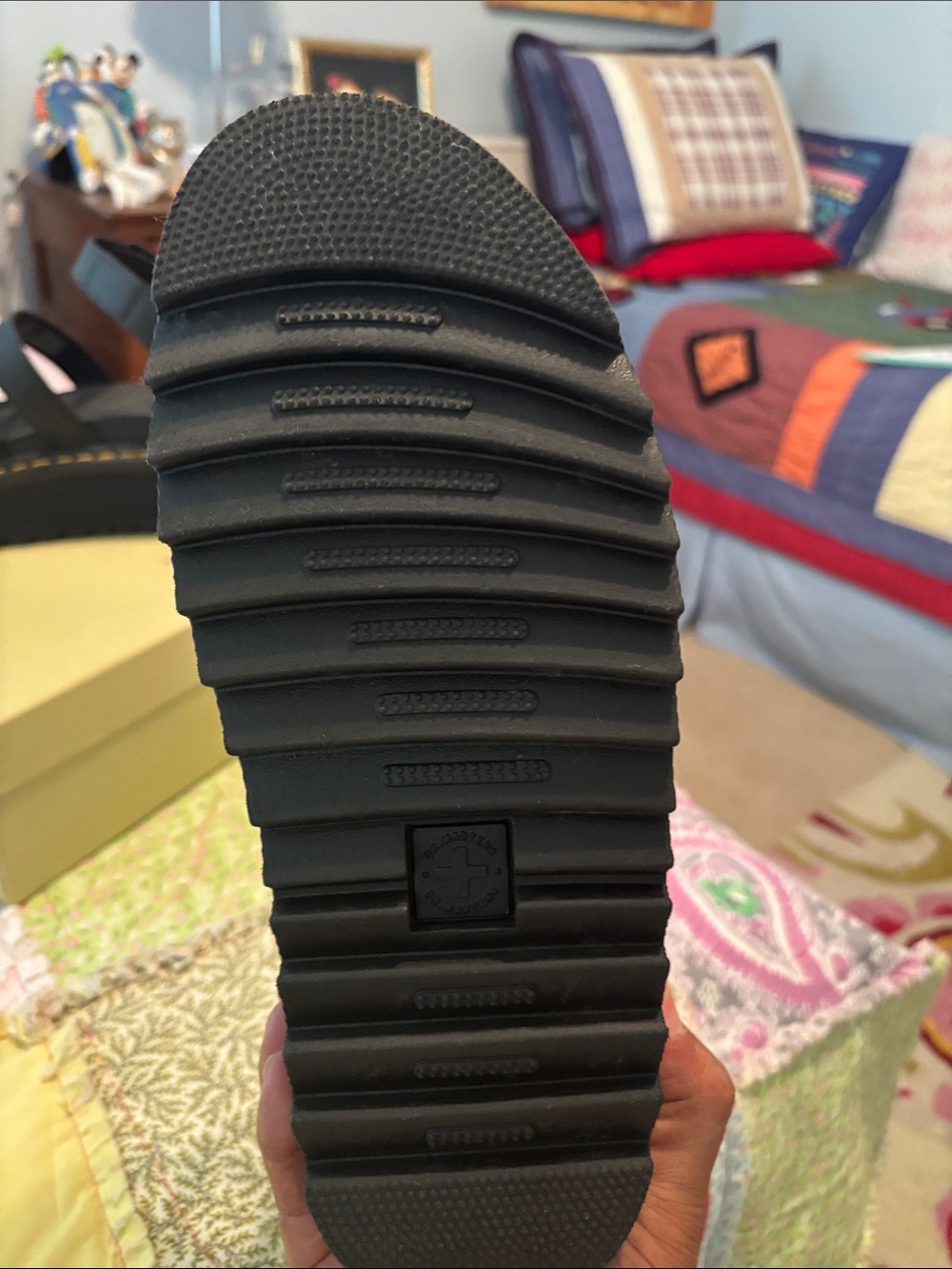 Dr. Martens Women Black Platform Strappy Sandals with Yellow Stitching-NWOT - Picture 6 of 10